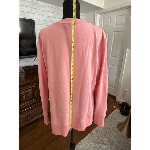 MPG Coral Blossom Cozy Fleece Relaxed Pullover Crewneck Sweatshirt Womens Size L - Picture 8 of 10